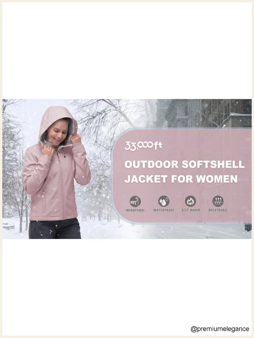 Women's Softshell Jacket Fleece Lined Hooded Windproof Waterproof Outdoor Hiking